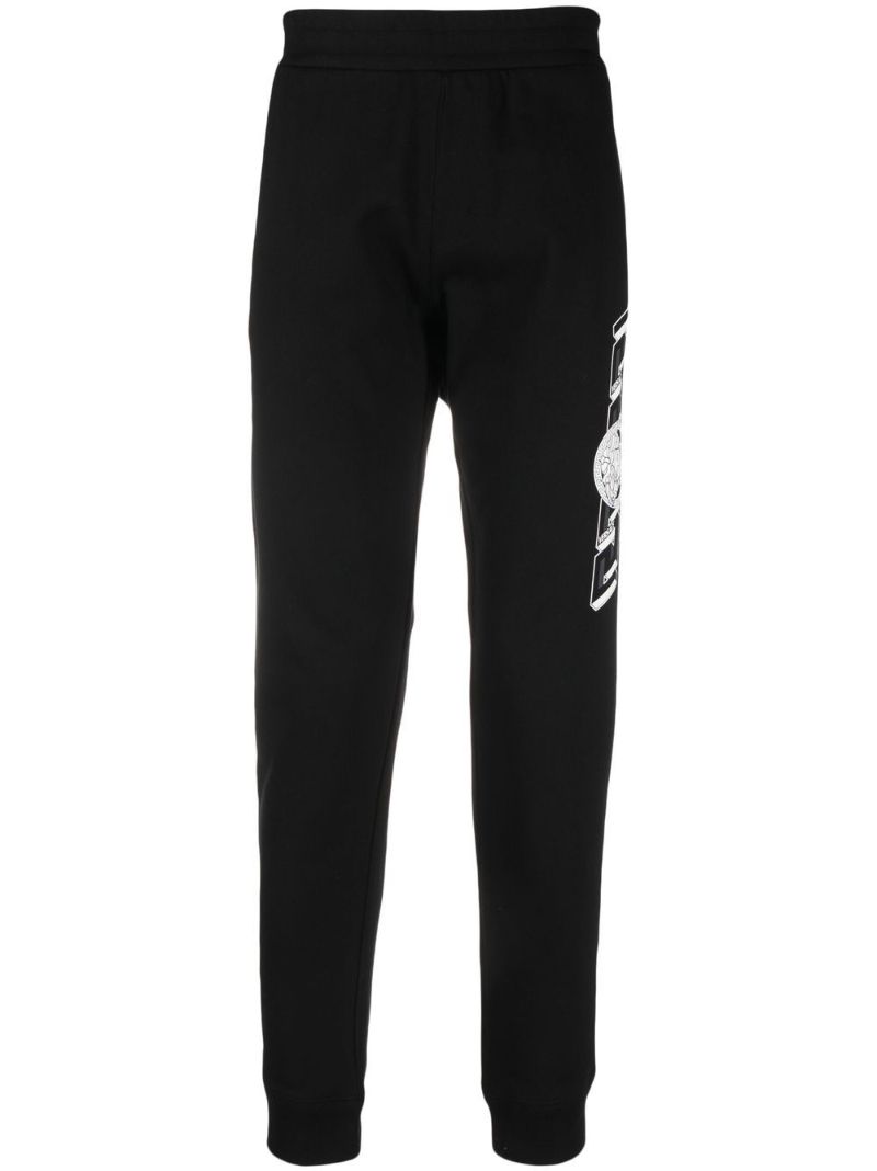 Black Medusa Print Tapered Track Pants