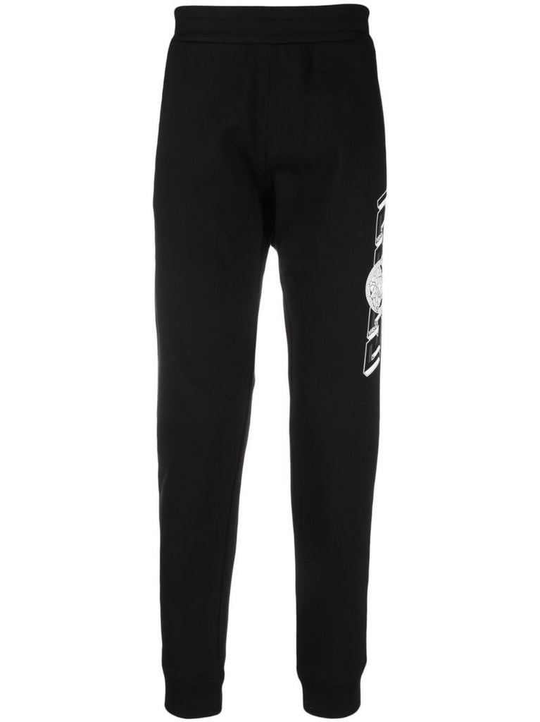 Black Medusa Print Tapered Track Pants