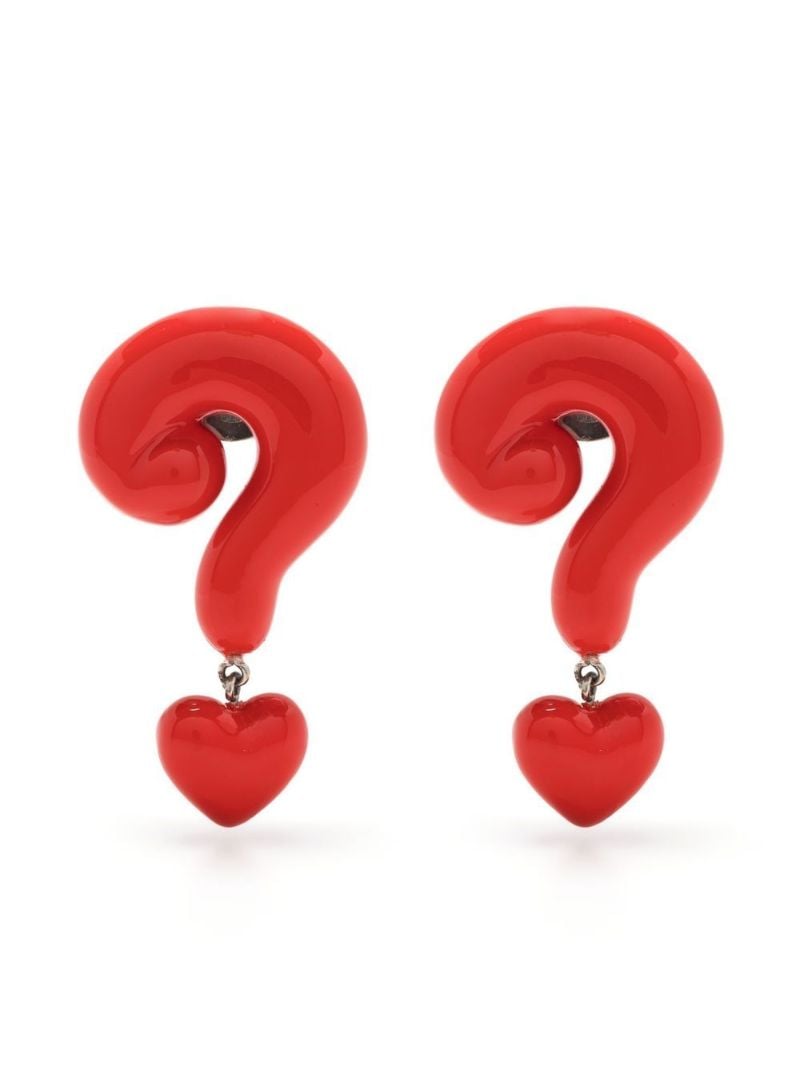 Red Question Mark Drop Earrings