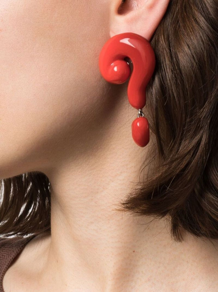 Red Question Mark Drop Earrings