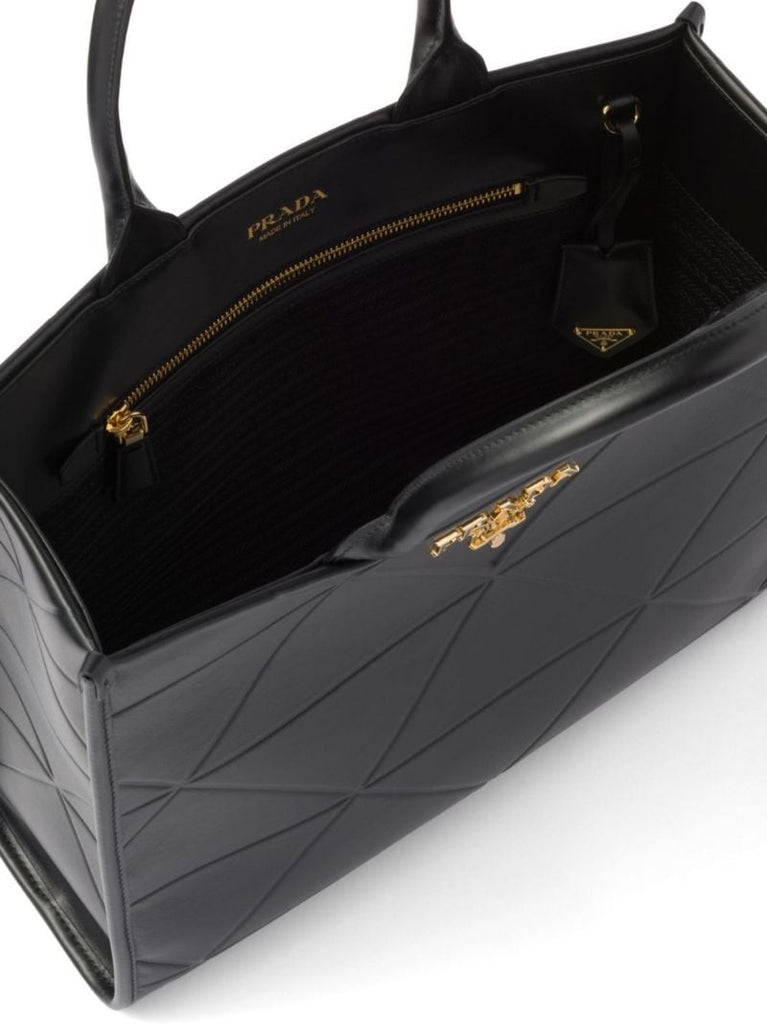 Black Symbole Medium Leather Tote Bag