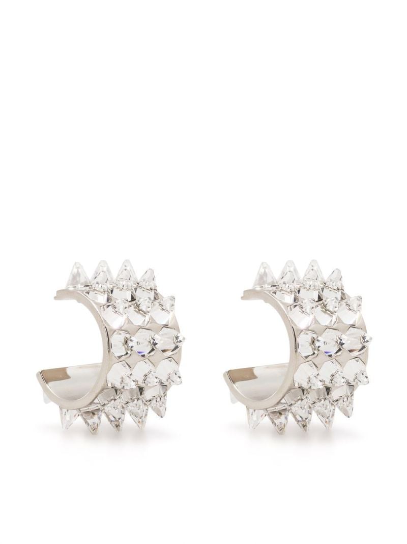 Silver-tone Karma Small Crystal Hoop Earrings