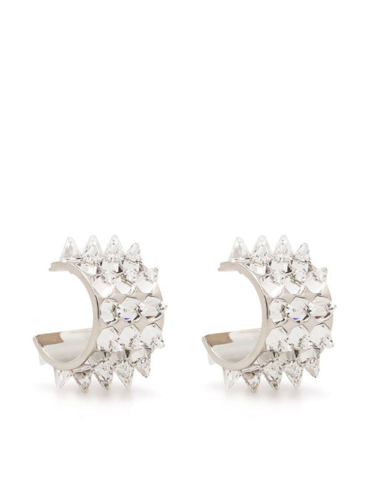 Silver-tone Karma Small Crystal Hoop Earrings