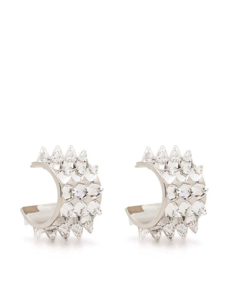 Silver-tone Karma Small Crystal Hoop Earrings