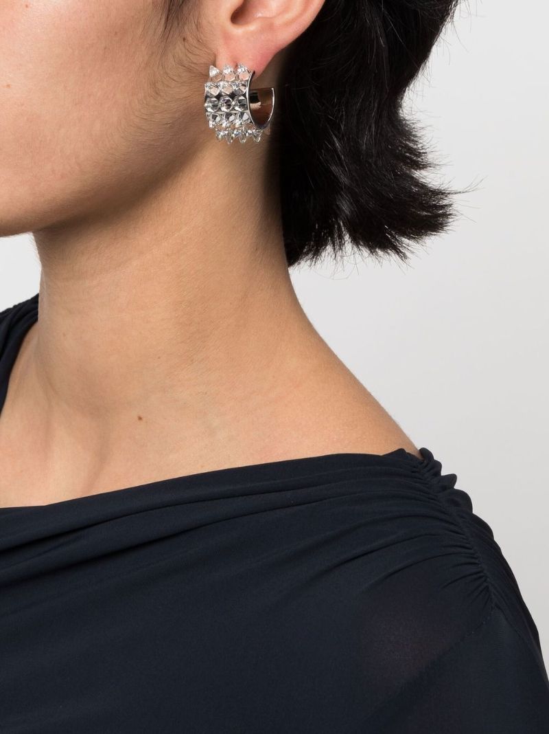 Silver-tone Karma Small Crystal Hoop Earrings