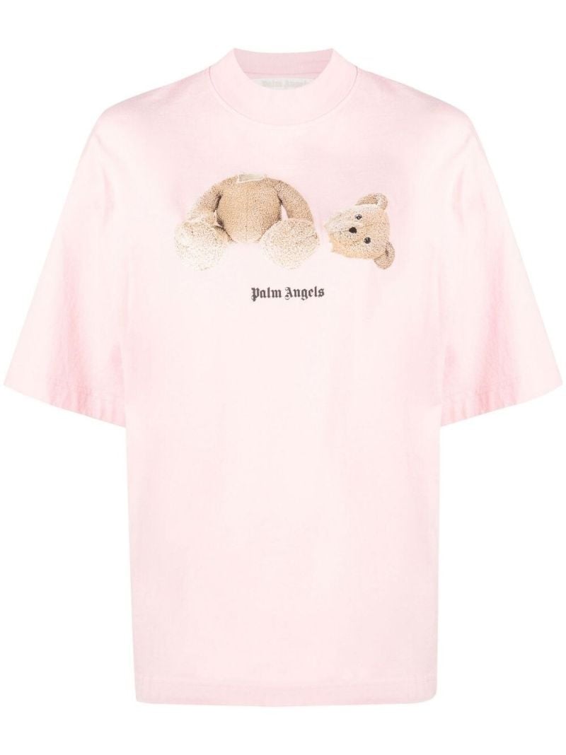 Pink Teddy Bear Print T-shirt