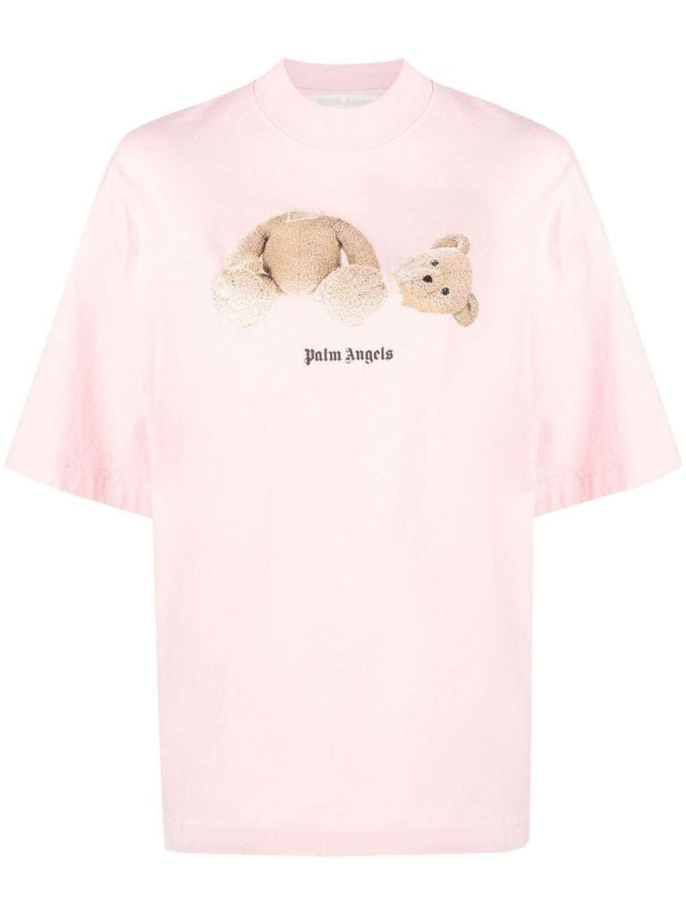 Pink Teddy Bear Print T-shirt