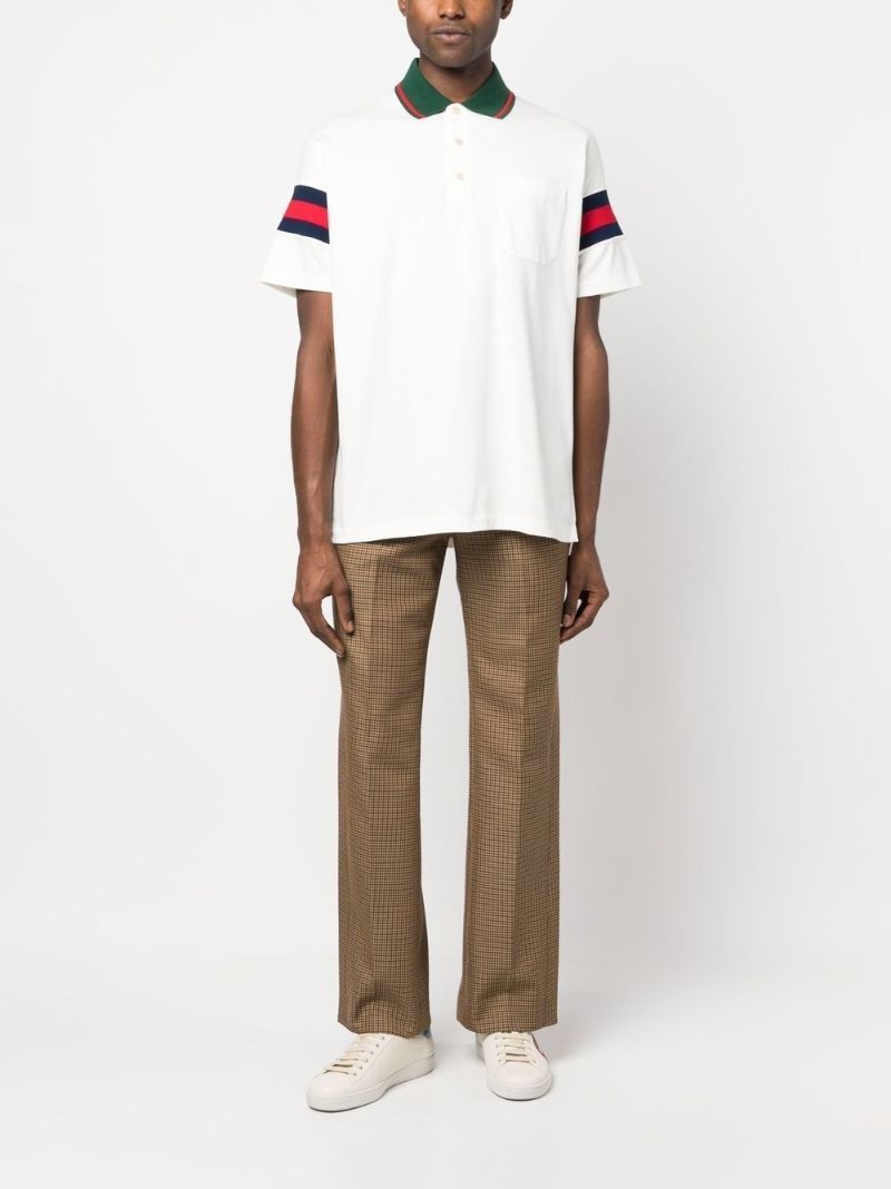 White Web-stripe Polo Shirt