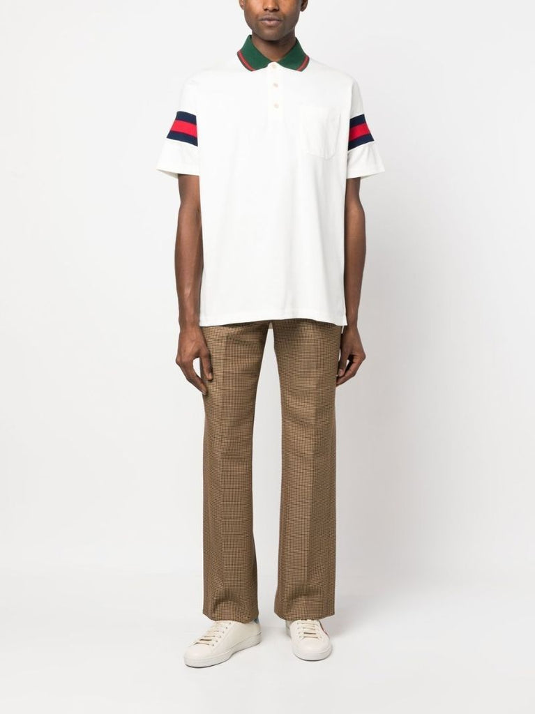 White Web-stripe Polo Shirt