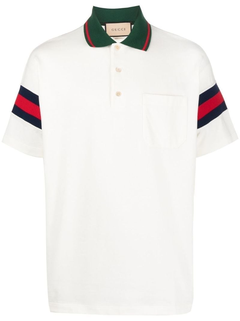 White Web-stripe Polo Shirt