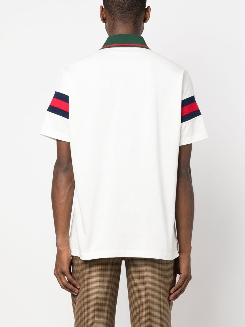 White Web-stripe Polo Shirt