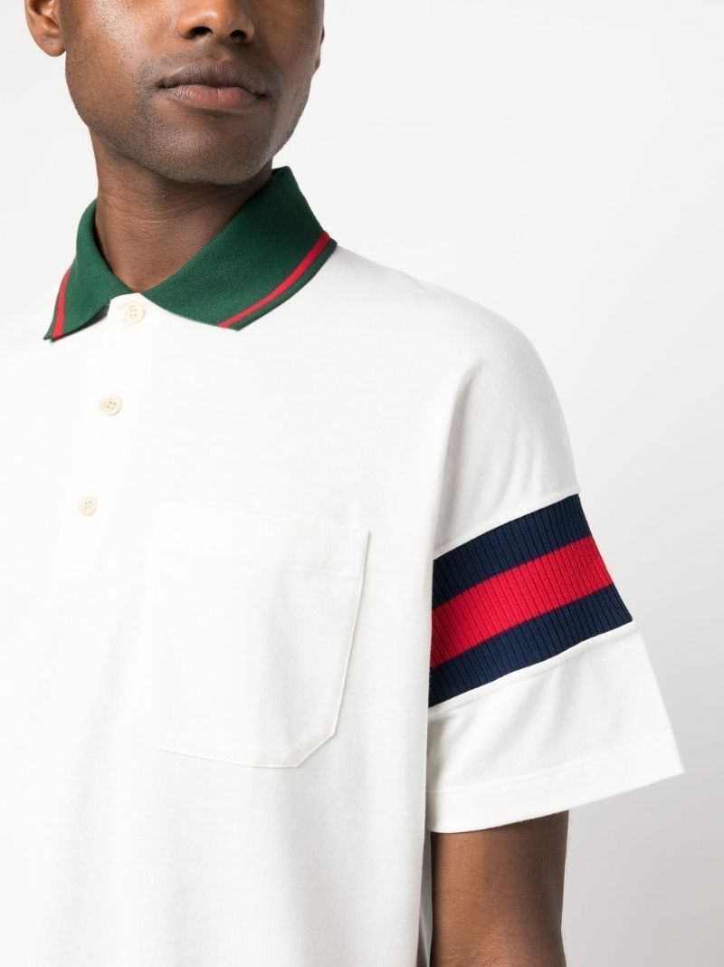 White Web-stripe Polo Shirt