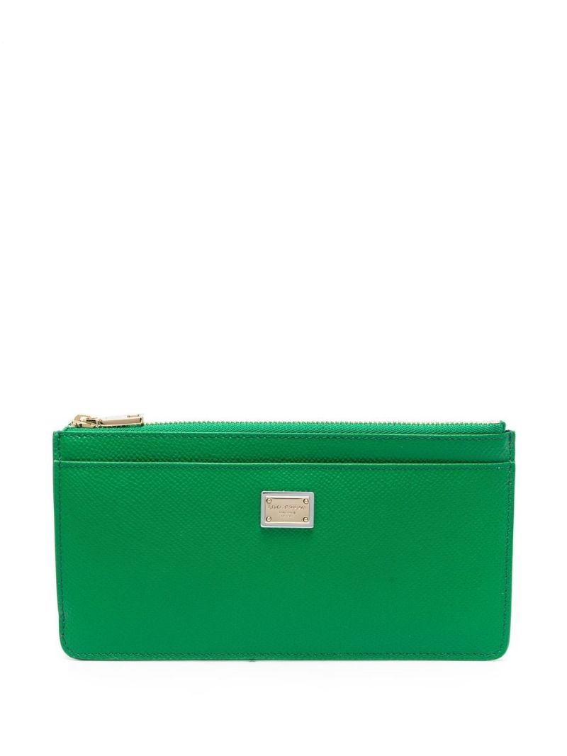 Green Leather Logo Plaque Wallet