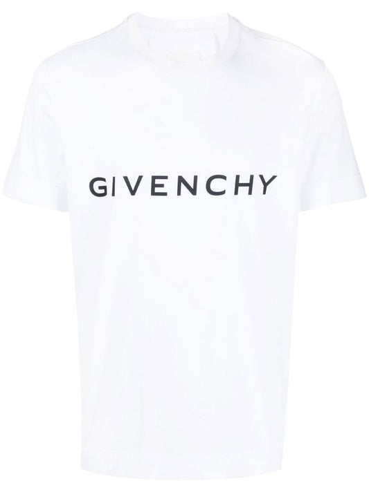 White Logo Print Cotton T-shirt