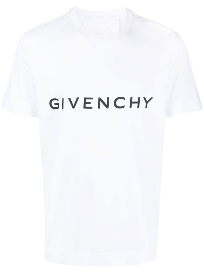 White Logo Print Cotton T-shirt