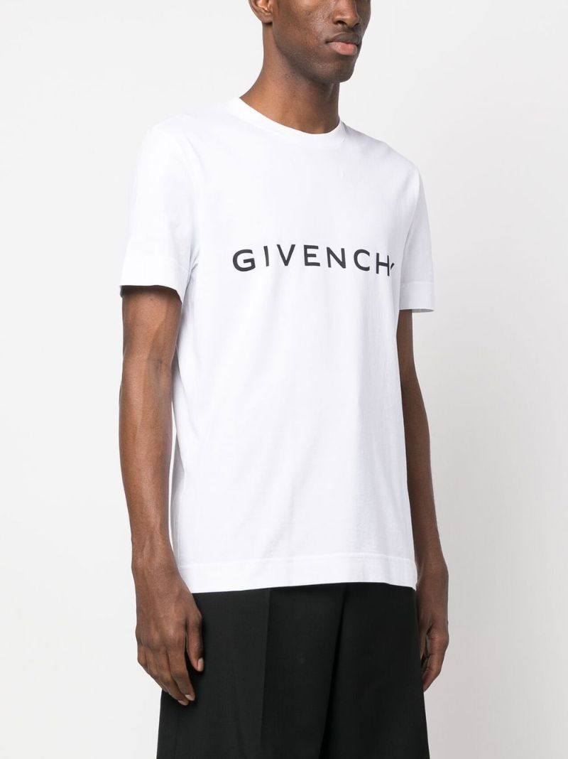 White Logo Print Cotton T-shirt