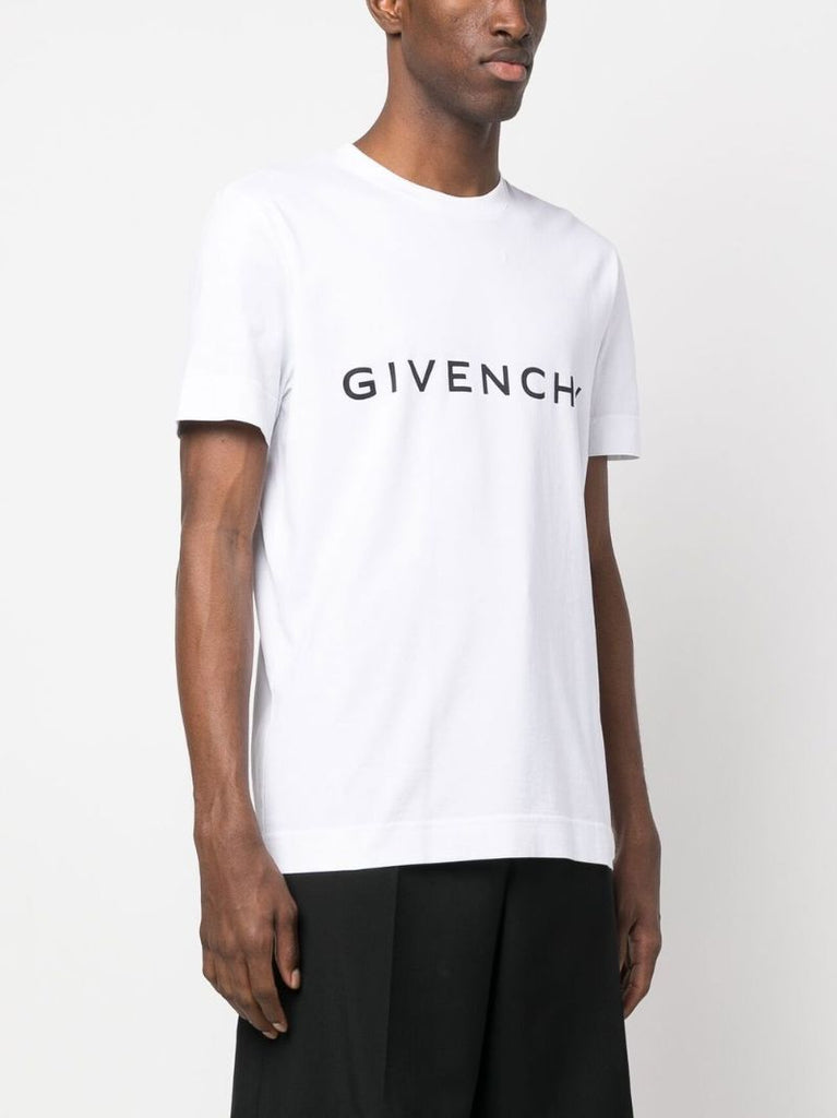 White Logo Print Cotton T-shirt