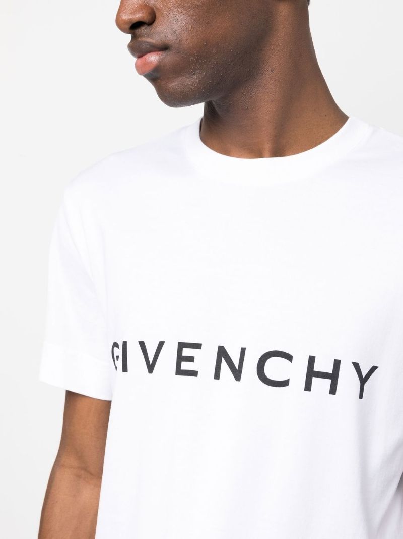 White Logo Print Cotton T-shirt