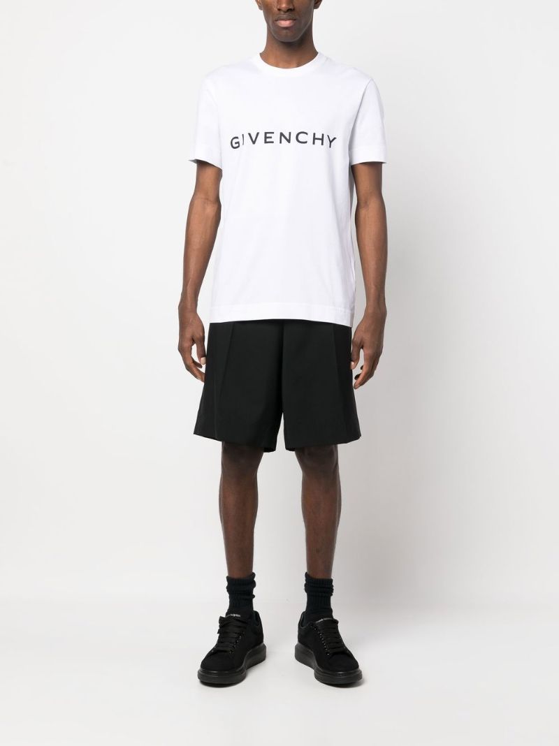 White Logo Print Cotton T-shirt