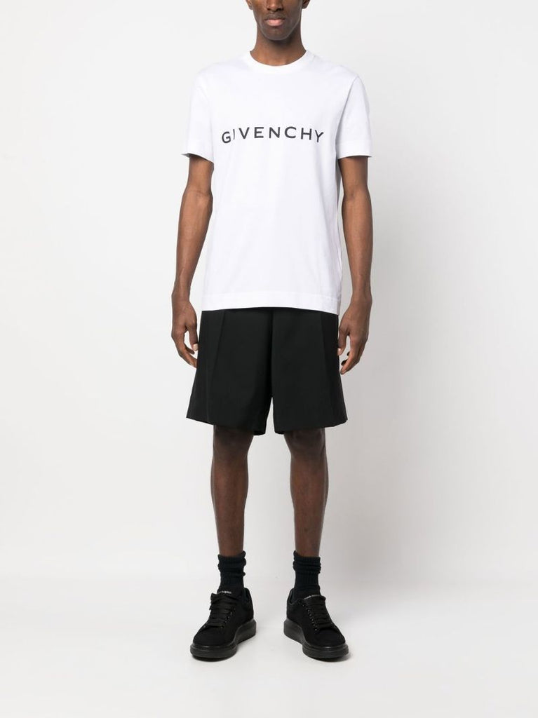 White Logo Print Cotton T-shirt
