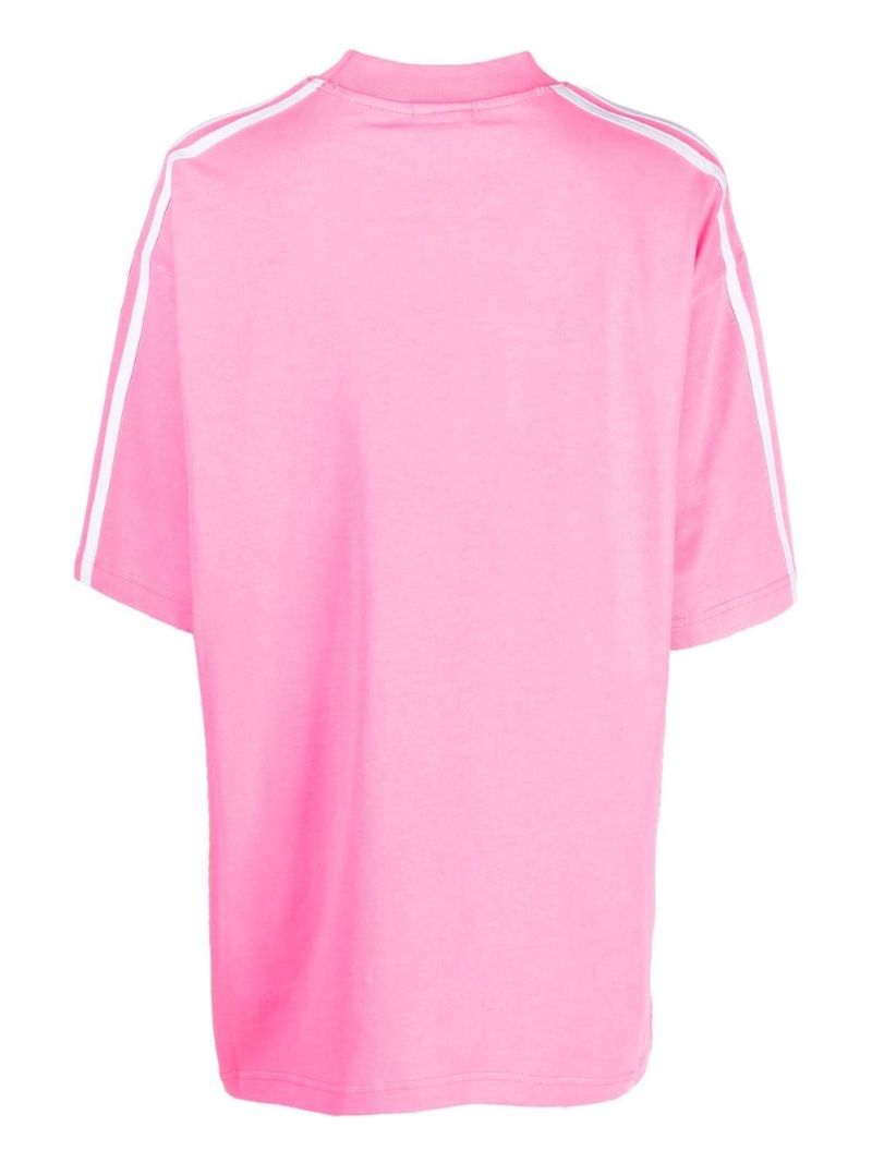 X Adidas Pink Logo Print Striped Cotton T-shirt