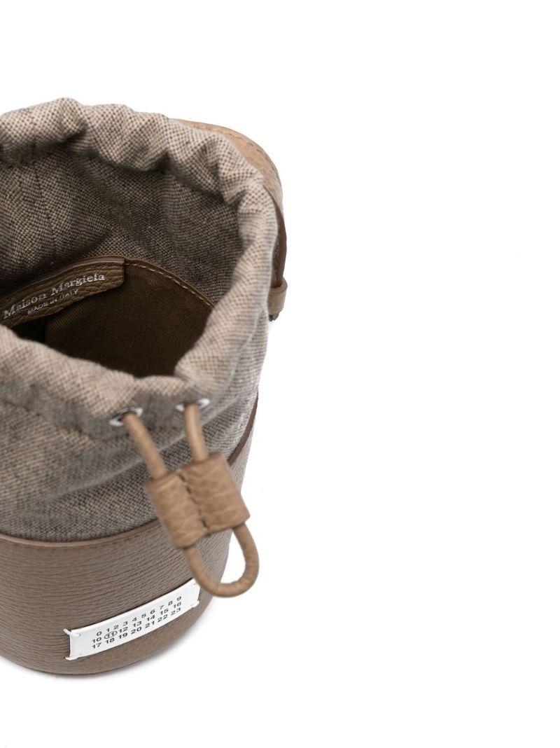Brown 5ac Logo Patch Leather Bucket Bag