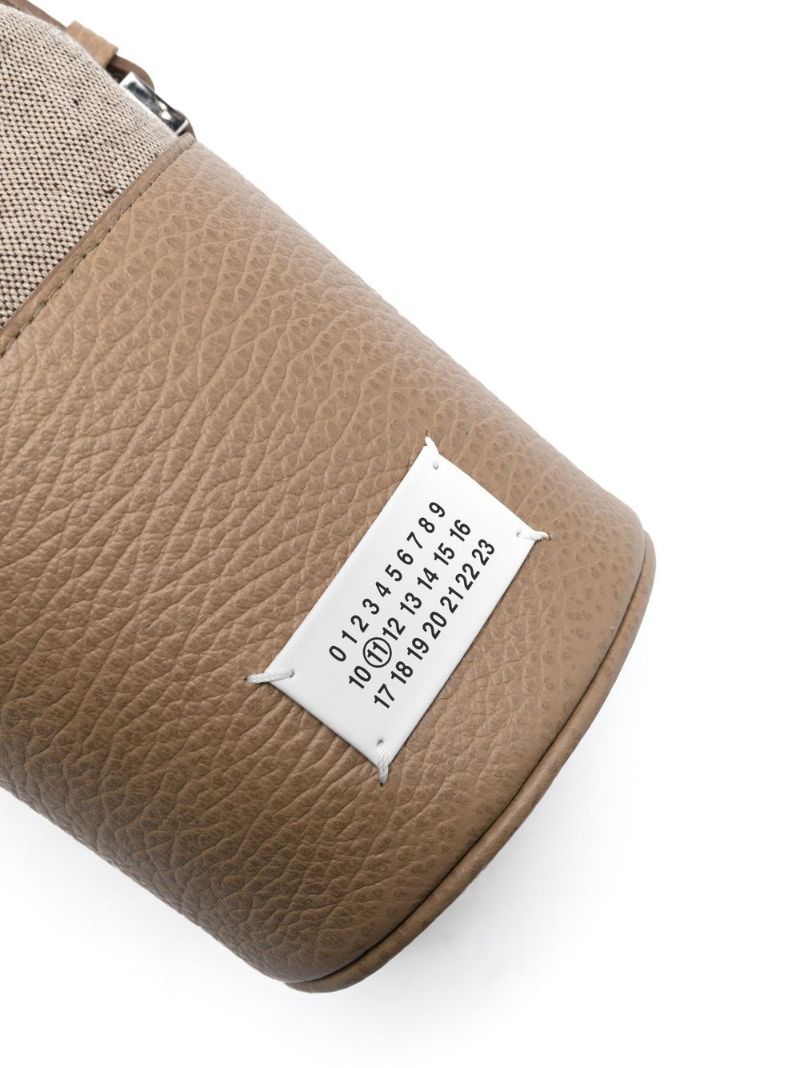 Brown 5ac Logo Patch Leather Bucket Bag