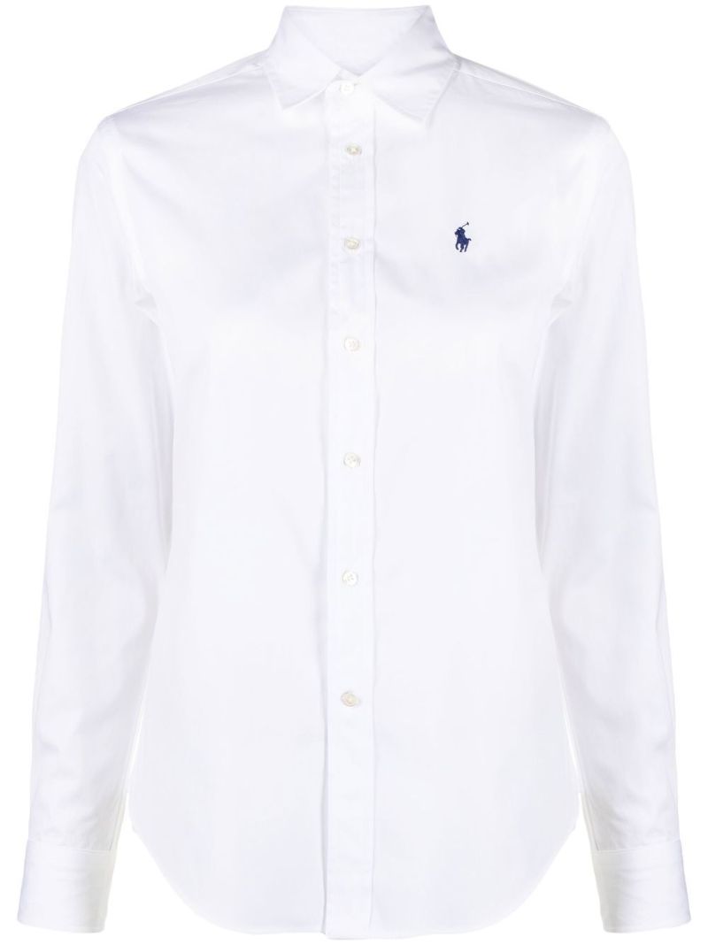 White Polo Pony-embroidered Cotton Shirt