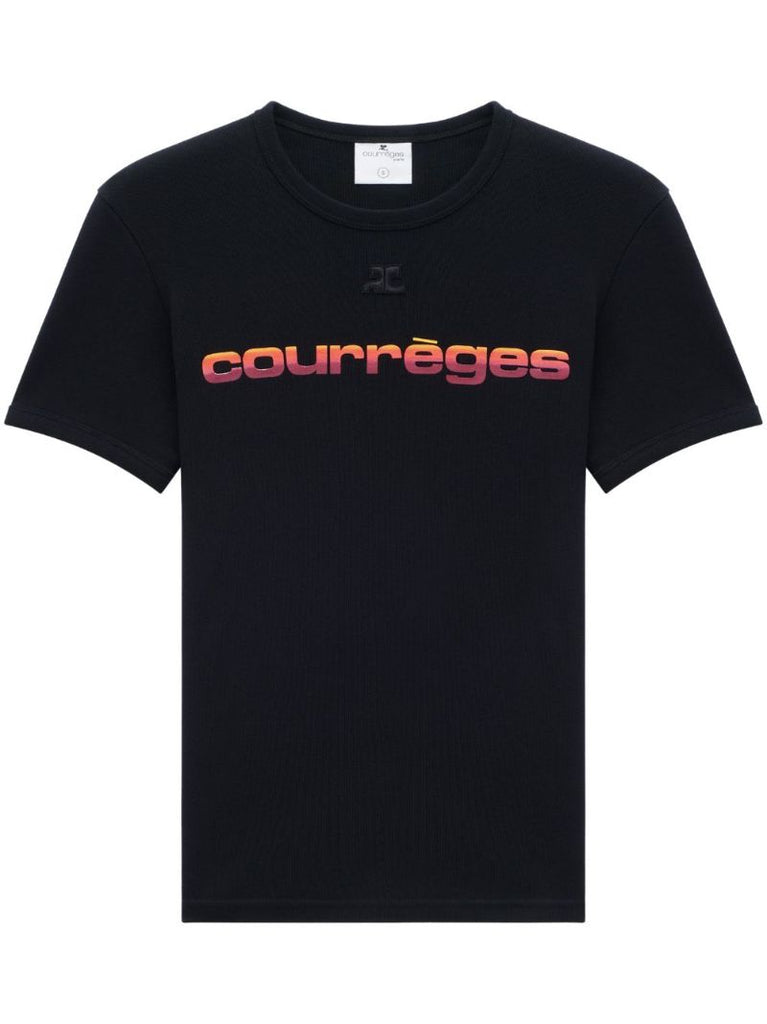 Black Cotton Logo Print T-shirt