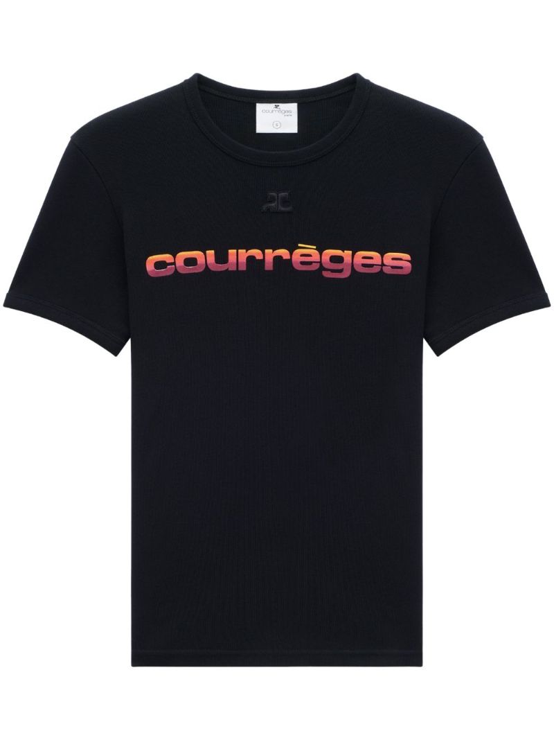 Black Cotton Logo Print T-shirt