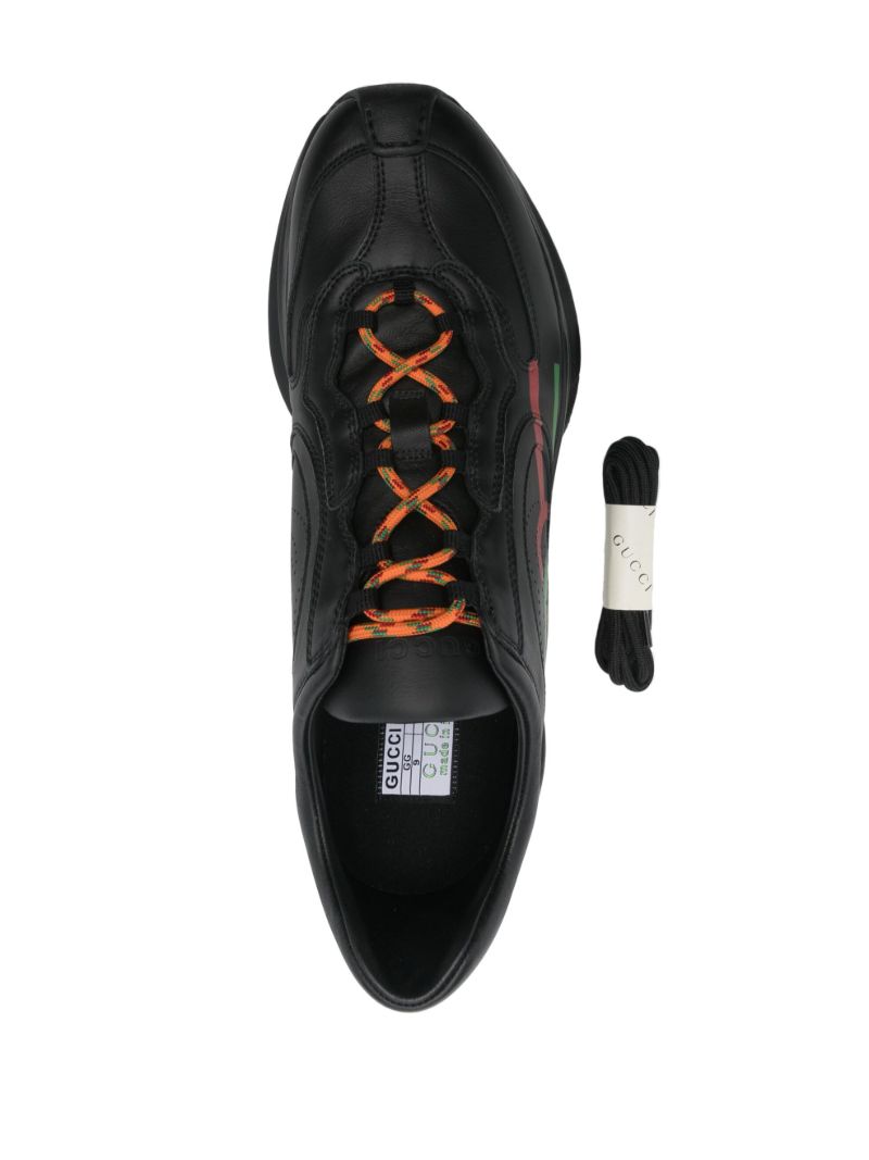 Black Run Logo Leather Sneakers