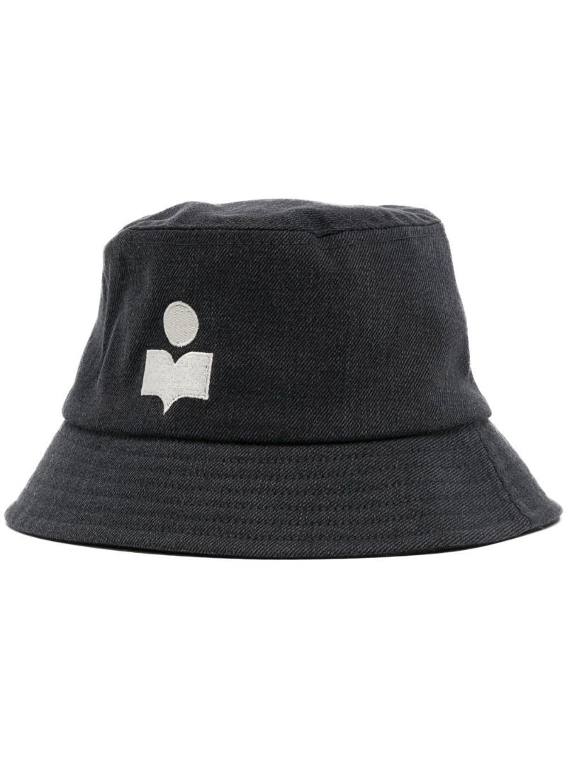 Black Logo Embroidered Denim Bucket Hat