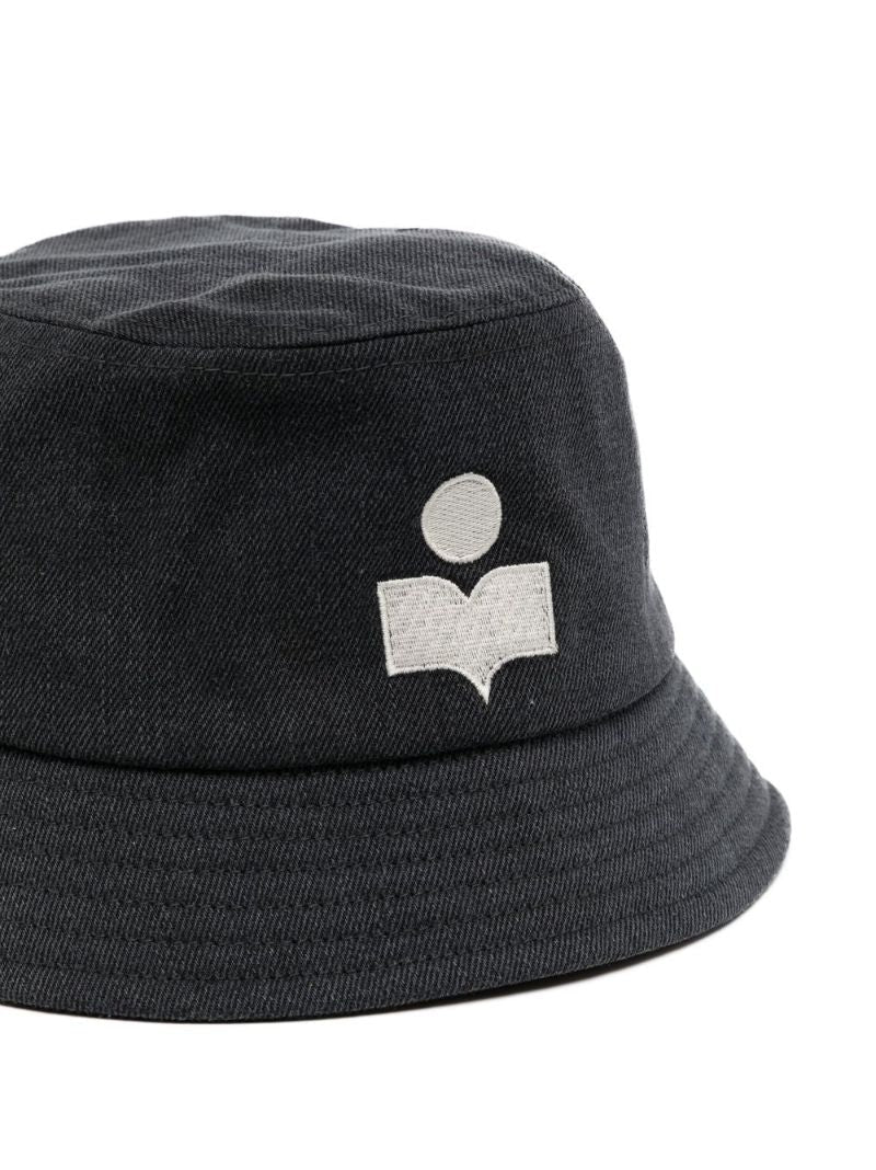 Black Logo Embroidered Denim Bucket Hat