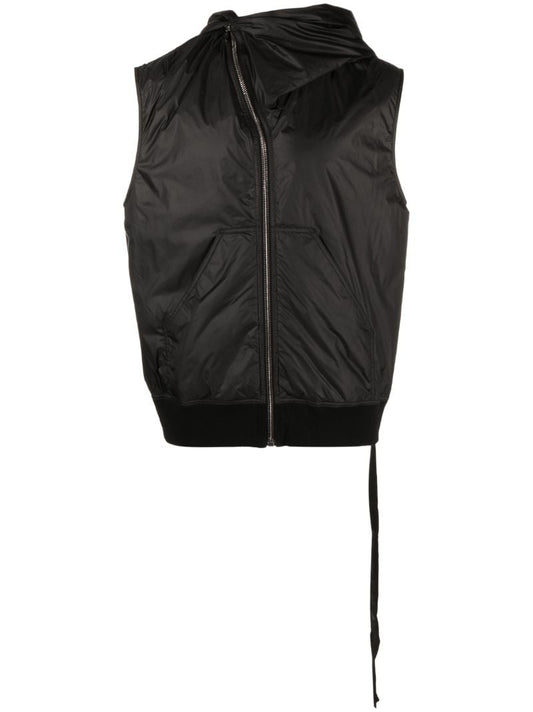 Black Asymmetric Hooded Vest