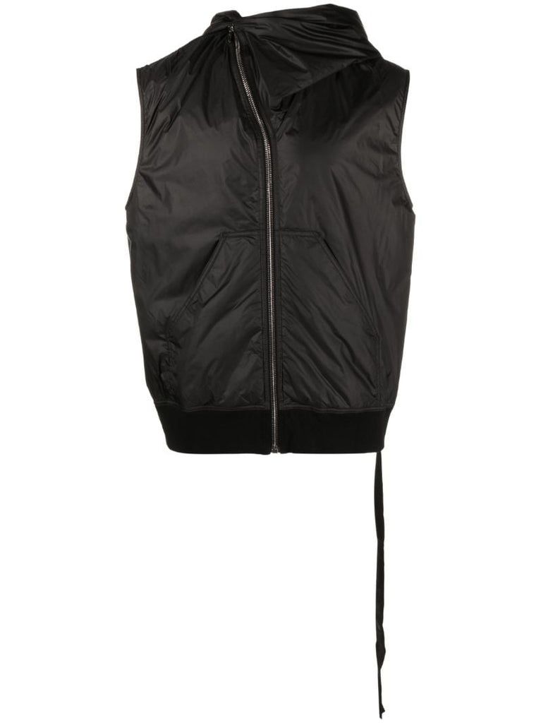 Black Asymmetric Hooded Vest