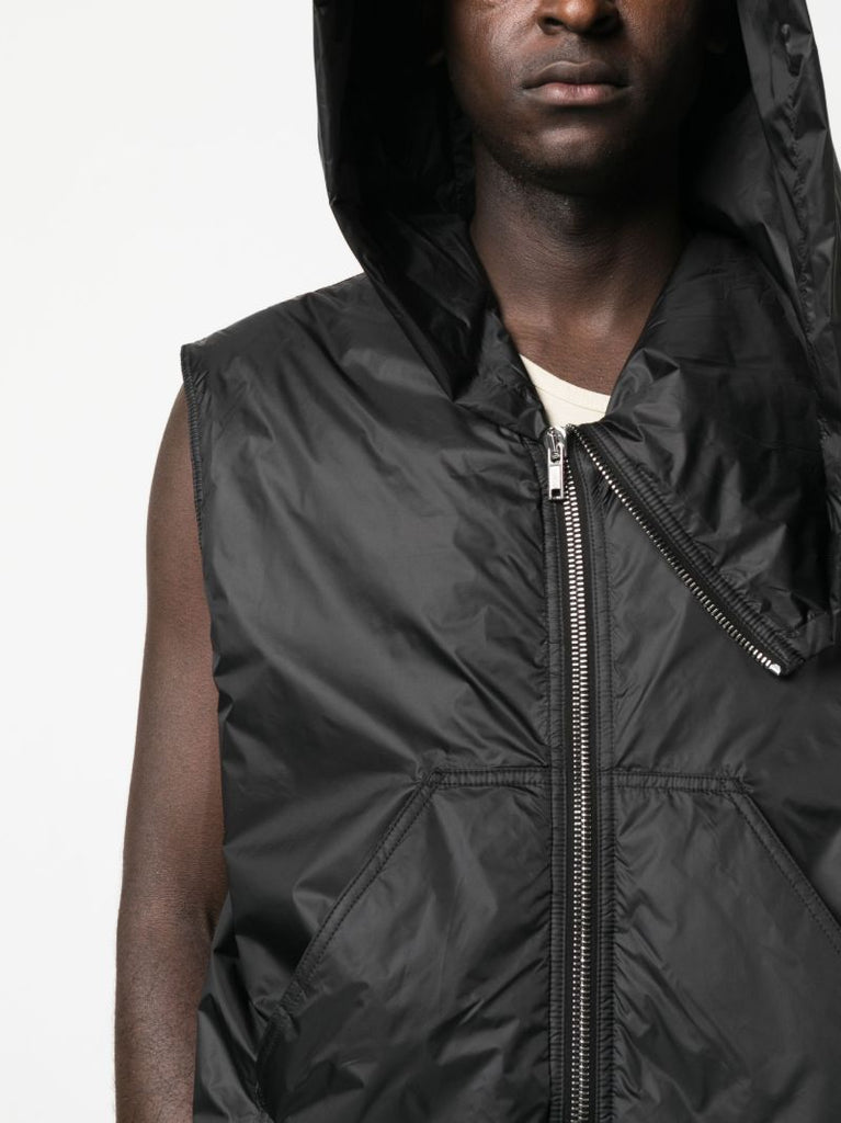 Black Asymmetric Hooded Vest