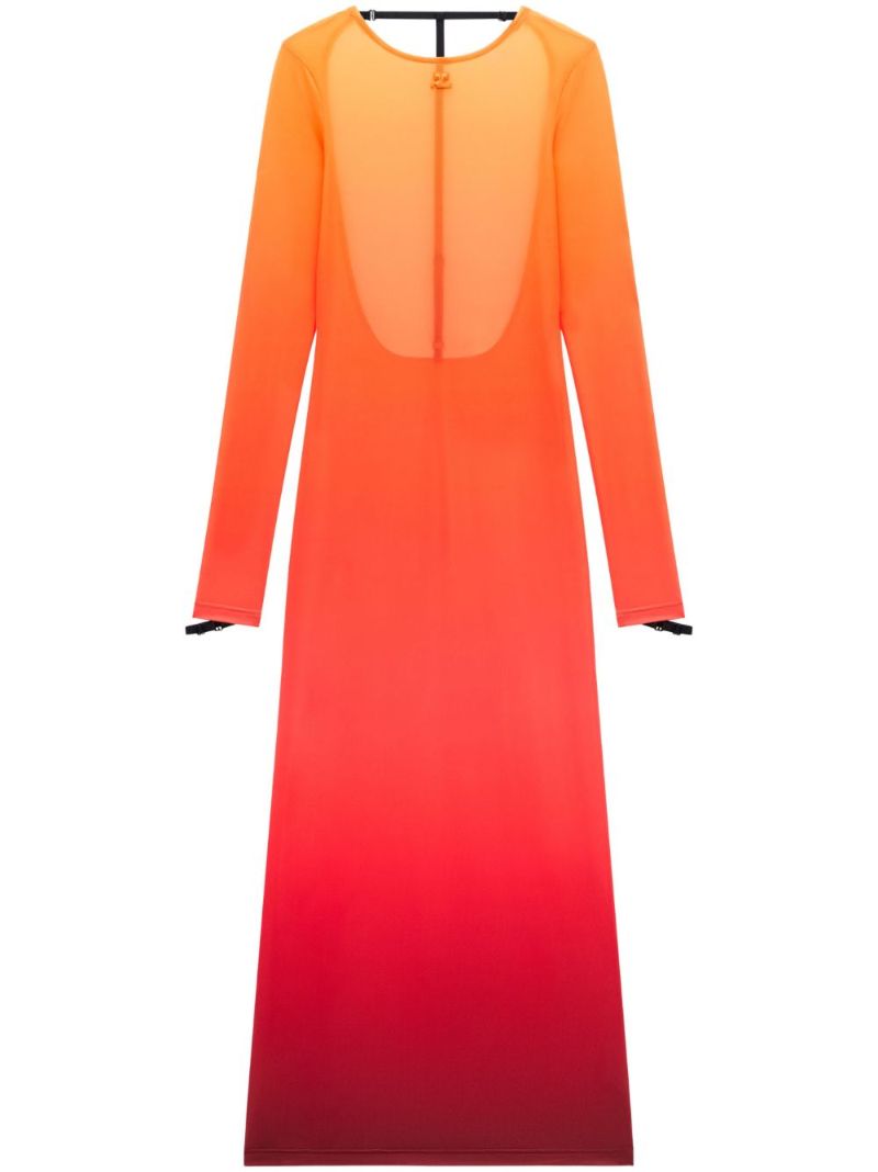 Orange DÃ©gradÃ© Sheer Midi Dress