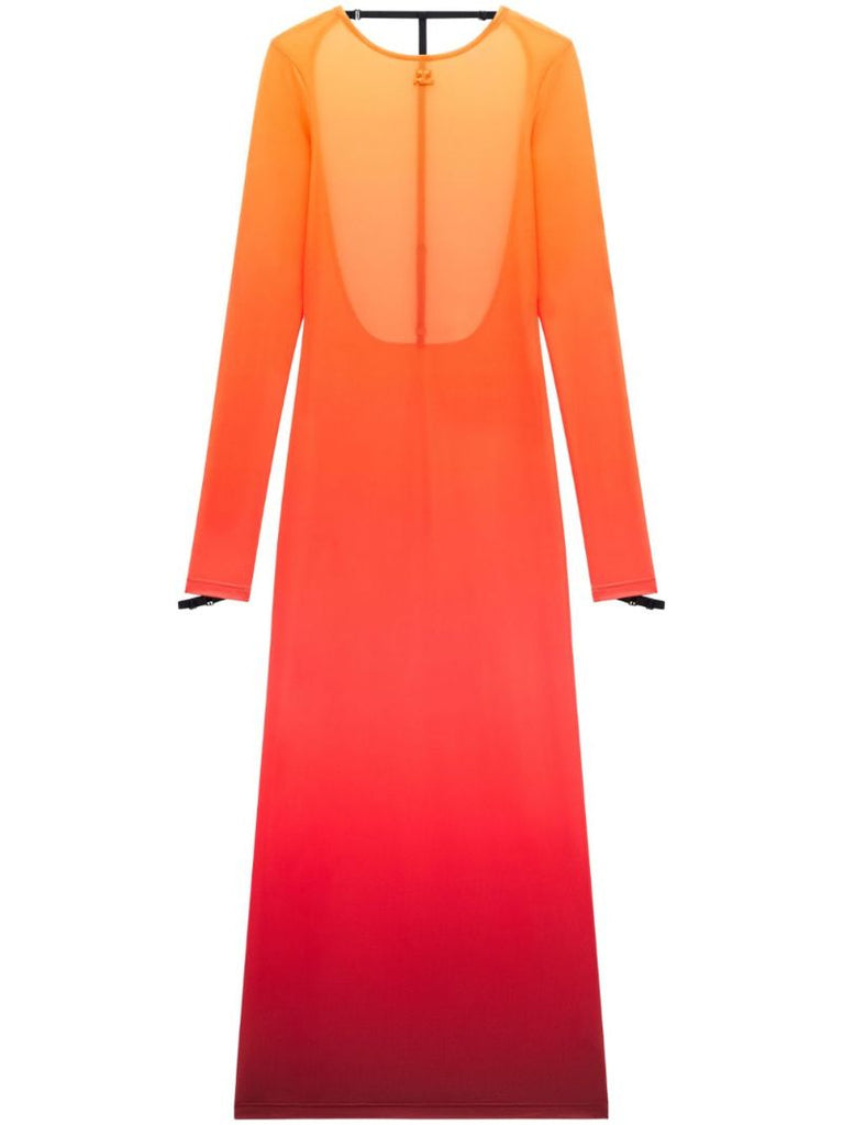 Orange DÃ©gradÃ© Sheer Midi Dress