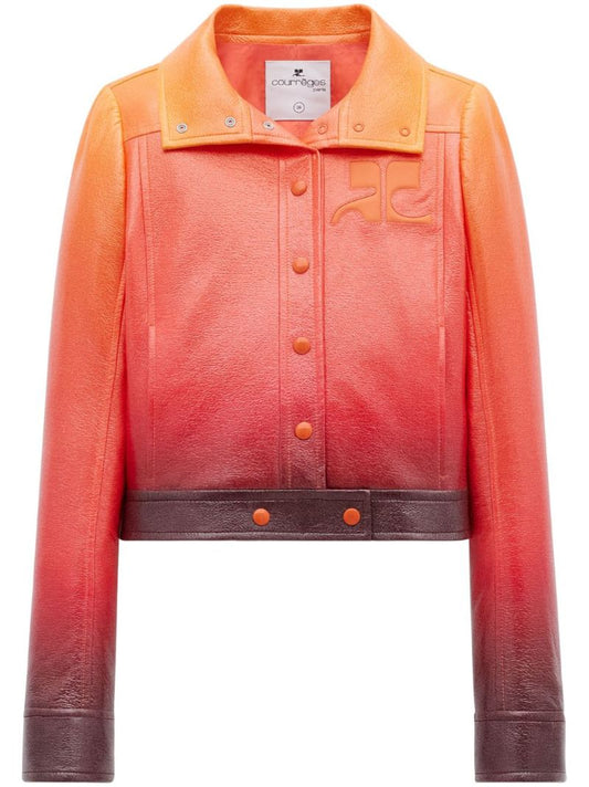 Orange DÃ©gradÃ© Vinyl Cropped Jacket