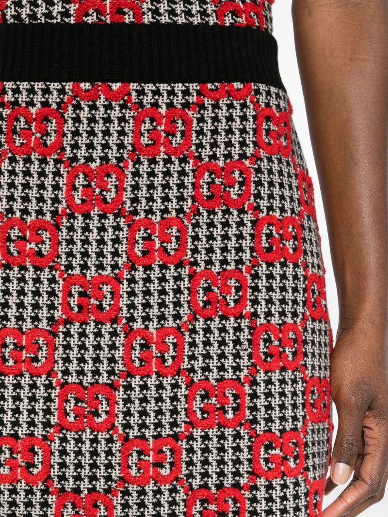 Black Gg Wool BouclÃ_x0083_Â© Jacquard Midi Skirt