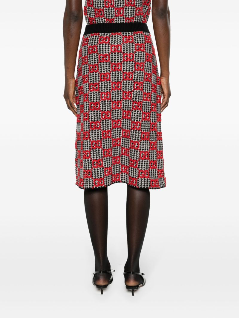 Black Gg Wool BouclÃ_x0083_Â© Jacquard Midi Skirt