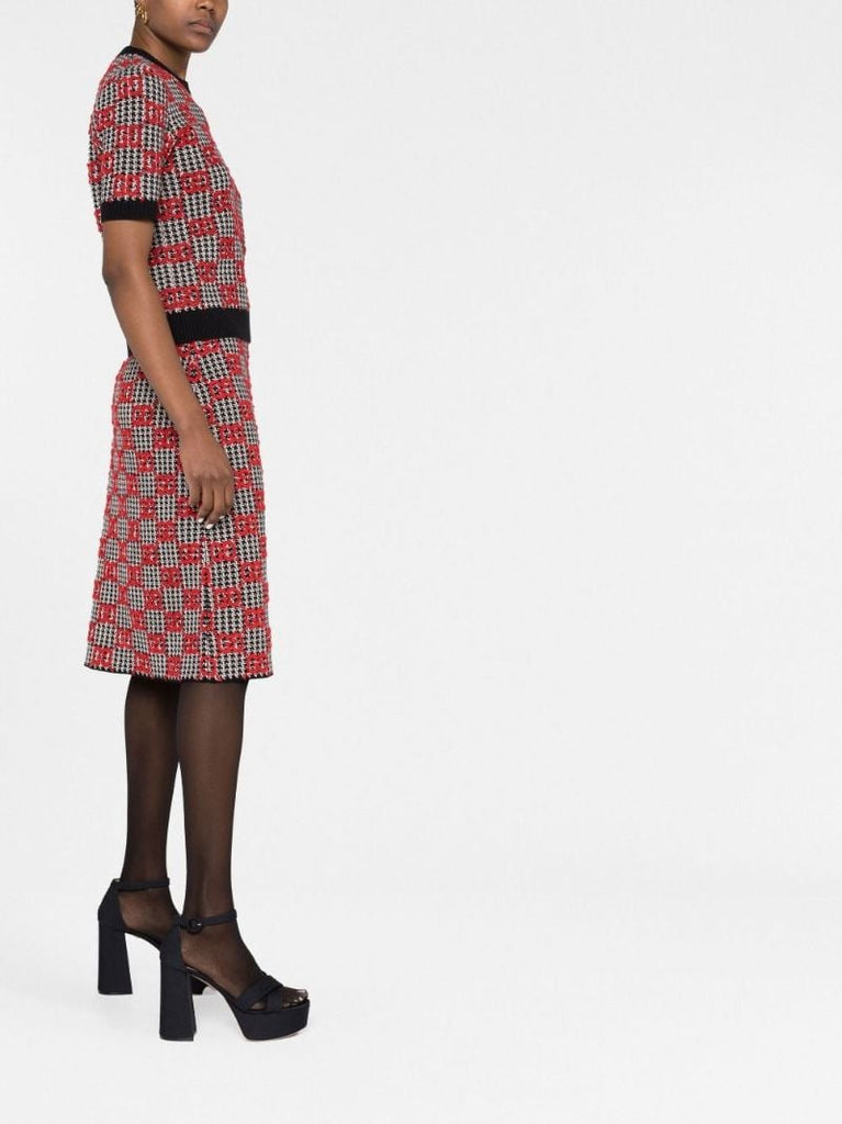 Black Gg Wool BouclÃ_x0083_Â© Jacquard Knit Top
