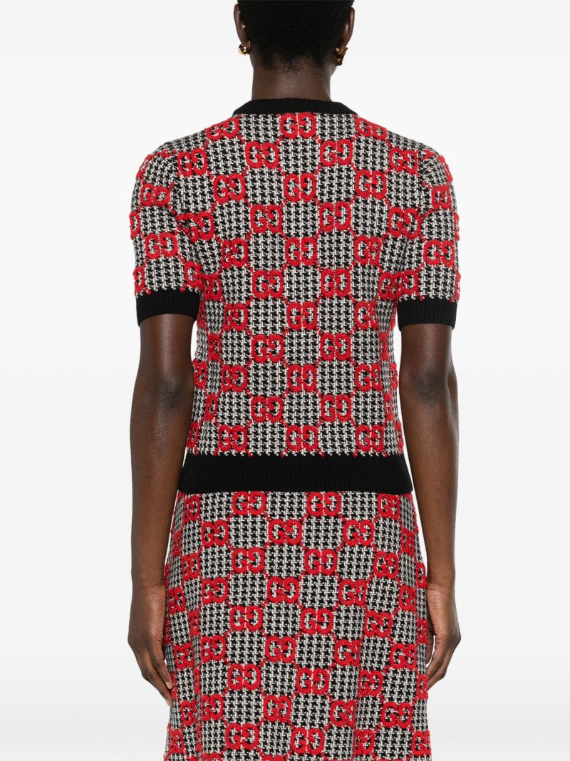 Black Gg Wool BouclÃ_x0083_Â© Jacquard Knit Top