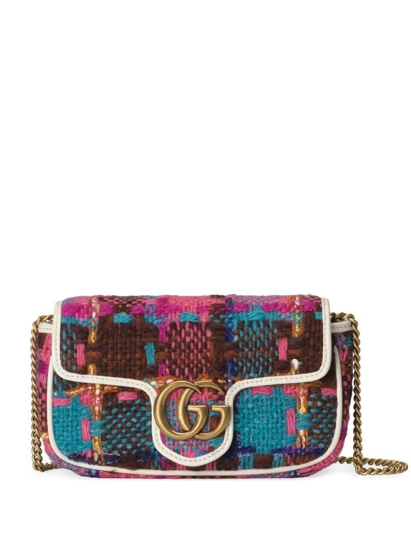 Blue Marmont Mini Tweed-check Bag