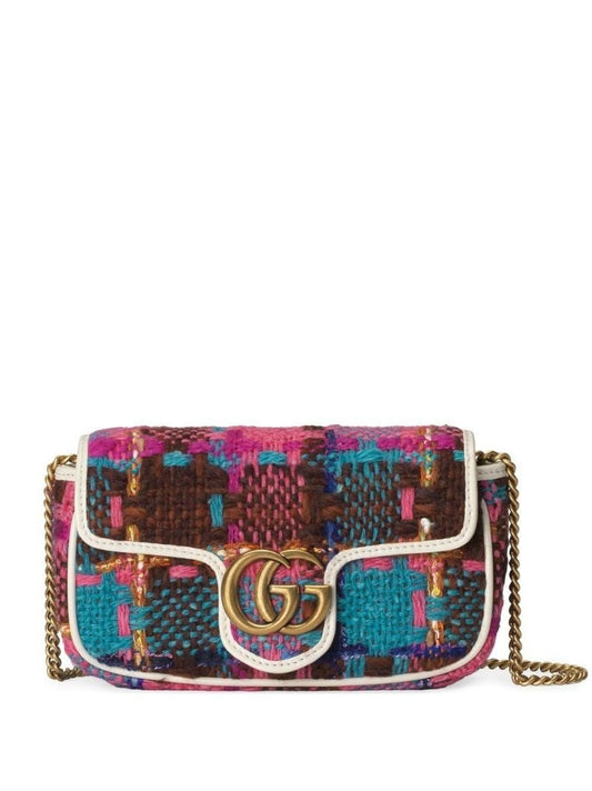 Blue Marmont Mini Tweed-check Bag
