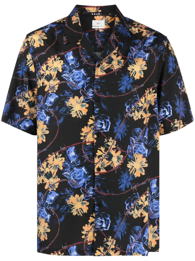 Black Hyperflower Resort Short Sleeve Shirt