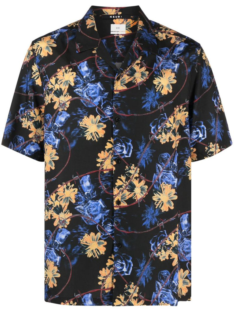 Black Hyperflower Resort Short Sleeve Shirt