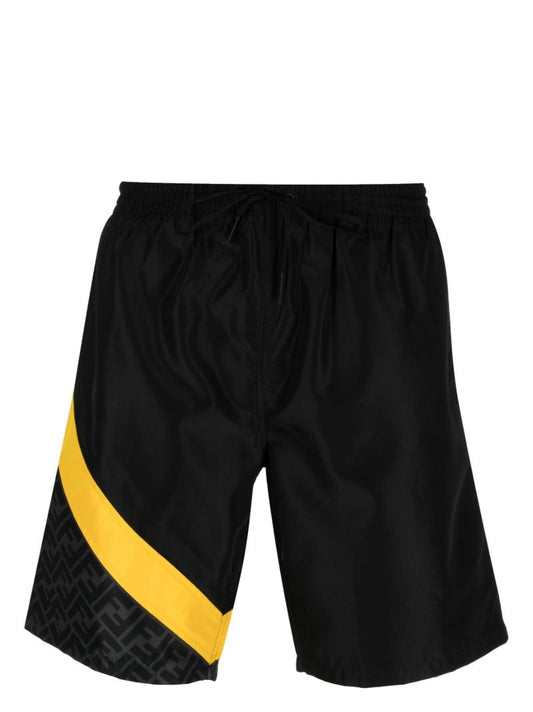 Black Ff Jacquard Swim Shorts