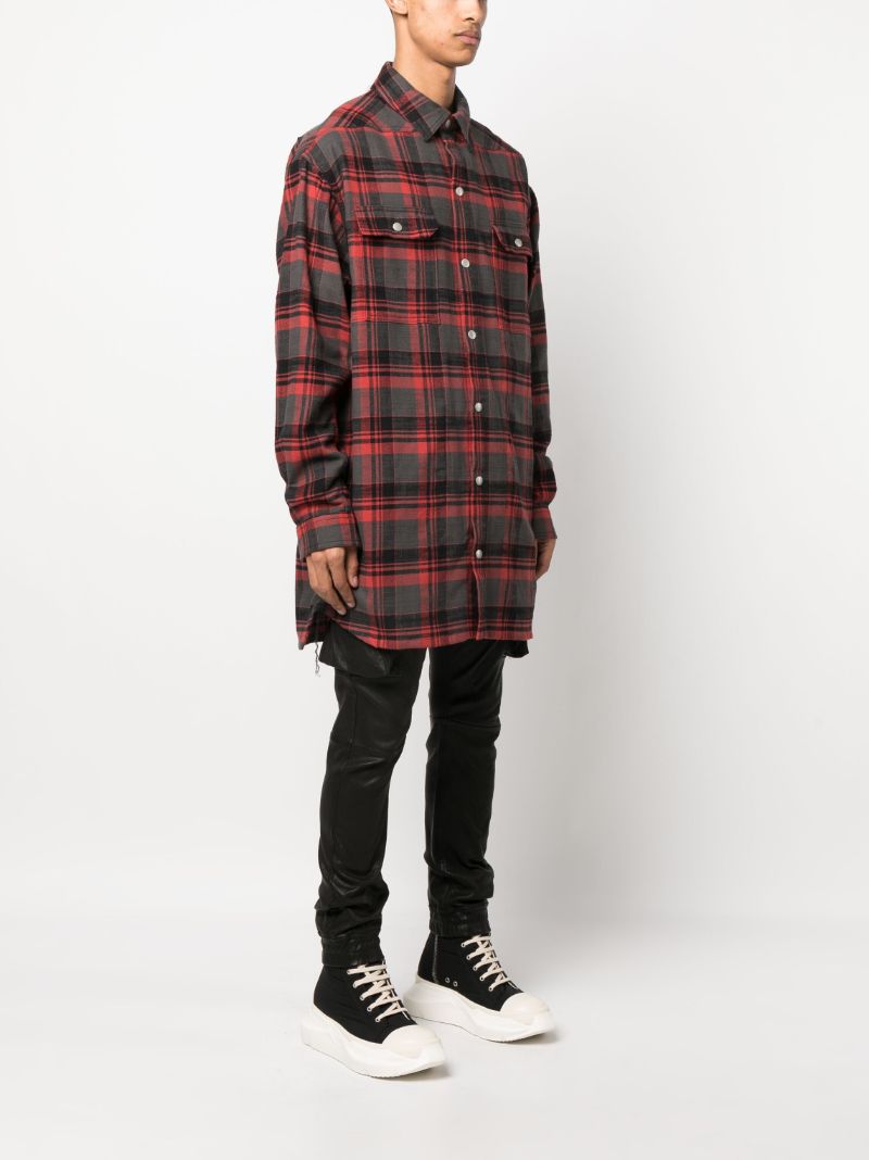 Red Cotton Plaid Long Shirt