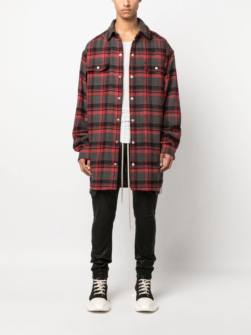Red Cotton Plaid Long Shirt